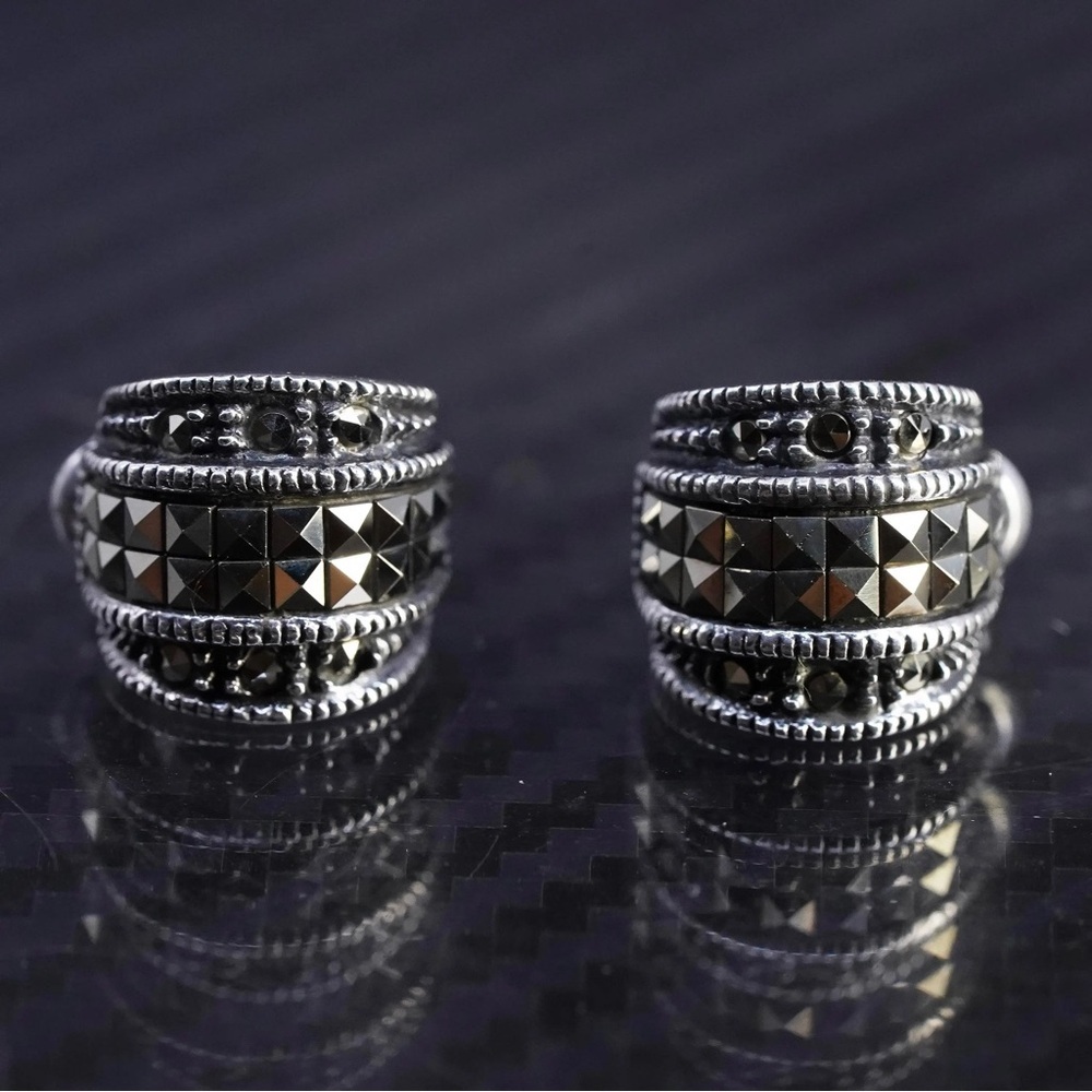Vintage Judith Jack Sterling Silver 925 Marcasite Drop Earrings